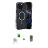 MARSİLYAN™- iPhone 16 Pro Max Kılıf Eksen Çizgi - Siyah Joko Magic 5D Hayalet Cam + Raze Metal Kamera Lens - BZ