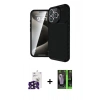MARSİLYAN™- iPhone 16 Pro Max Kılıf Eksen Form Prime - Şeffaf 360 Full Body Arka Koruyucu + Bilvis Titan Kamera Lens - SH