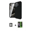 MARSİLYAN™- iPhone 16 Pro Max Kılıf Eksen Form Prime - Şeffaf 360 Full Body Arka Koruyucu + PVD Metal Kamera Lens - GS