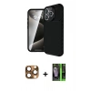 MARSİLYAN™- iPhone 16 Pro Max Kılıf Eksen Form Prime - Şeffaf 360 Full Body Arka Koruyucu + Pers Alüminyum Kamera Lens - CLTM
