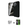 MARSİLYAN™- iPhone 16 Pro Max Kılıf Eksen Form Prime - Şeffaf 360 Full Body Arka Koruyucu + Pers Alüminyum Kamera Lens - GS