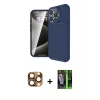 MARSİLYAN™- iPhone 16 Pro Max Kılıf Eksen Form Prime - Şeffaf 360 Full Body Arka Koruyucu + Pers Alüminyum Kamera Lens - CLTM