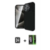 MARSİLYAN™- iPhone 16 Pro Max Kılıf Eksen Form Prime - Şeffaf 360 Full Body Arka Koruyucu + PVD Metal Kamera Lens - SH