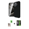 MARSİLYAN™- iPhone 16 Pro Max Kılıf Eksen Form Prime - Şeffaf 360 Full Body Arka Koruyucu + Raze Metal Kamera Lens - NLGY