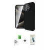 MARSİLYAN™- iPhone 16 Pro Max Kılıf Eksen Form Prime - Şeffaf Pasifik Cam Ekran Koruyucu + Raze Metal Kamera Lens - BZ