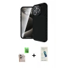 MARSİLYAN™- iPhone 16 Pro Max Kılıf Eksen Form Prime - Şeffaf Pasifik Cam Ekran Koruyucu + Raze Metal Kamera Lens - NLGY