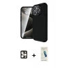 MARSİLYAN™- iPhone 16 Pro Max Kılıf Eksen Form Prime - Şeffaf Pasifik Cam Ekran Koruyucu + PVD Metal Kamera Lens - GD