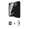 MARSİLYAN™- iPhone 16 Pro Max Kılıf Eksen Form Prime - Şeffaf Pasifik Cam Ekran Koruyucu + PVD Metal Kamera Lens - SH