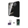 MARSİLYAN™- iPhone 16 Pro Max Kılıf Eksen Form Prime - Siyah 360 Mat Full Body Arka Koruyucu + Bilvis Titan Kamera Lens - SH