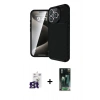 MARSİLYAN™- iPhone 16 Pro Max Kılıf Eksen Form Prime - Siyah 360 Mat Full Body Arka Koruyucu + Bilvis Titan Kamera Lens - TMGI