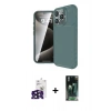 MARSİLYAN™- iPhone 16 Pro Max Kılıf Eksen Form Prime - Siyah 360 Mat Full Body Arka Koruyucu + Bilvis Titan Kamera Lens - SH