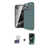 MARSİLYAN™- iPhone 16 Pro Max Kılıf Eksen Form Prime - Siyah 360 Mat Full Body Arka Koruyucu + Bilvis Titan Kamera Lens - TMGI