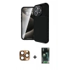 MARSİLYAN™- iPhone 16 Pro Max Kılıf Eksen Form Prime - Siyah 360 Mat Full Body Arka Koruyucu + Pers Alüminyum Kamera Lens - CLTM