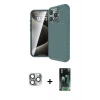 MARSİLYAN™- iPhone 16 Pro Max Kılıf Eksen Form Prime - Siyah 360 Mat Full Body Arka Koruyucu + Pers Alüminyum Kamera Lens - GI