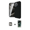 MARSİLYAN™- iPhone 16 Pro Max Kılıf Eksen Form Prime - Siyah 360 Mat Full Body Arka Koruyucu + PVD Metal Kamera Lens - GD