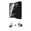 MARSİLYAN™- iPhone 16 Pro Max Kılıf Eksen Form Prime - Siyah 3D Antistatik Cam Ekran Koruyucu + Bilvis Titan Kamera Lens - TMGI