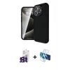 MARSİLYAN™- iPhone 16 Pro Max Kılıf Eksen Form Prime - Siyah 3D Antistatik Cam Ekran Koruyucu + Bilvis Titan Kamera Lens - SH