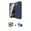 MARSİLYAN™- iPhone 16 Pro Max Kılıf Eksen Form Prime - Siyah 3D Antistatik Cam Ekran Koruyucu + Pers Alüminyum Kamera Lens - CLTM