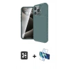 MARSİLYAN™- iPhone 16 Pro Max Kılıf Eksen Form Prime - Siyah 3D Antistatik Cam Ekran Koruyucu + PVD Metal Kamera Lens - SH