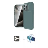 MARSİLYAN™- iPhone 16 Pro Max Kılıf Eksen Form Prime - Siyah 3D Antistatik Cam Ekran Koruyucu + PVD Metal Kamera Lens - GD