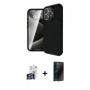MARSİLYAN™- iPhone 16 Pro Max Kılıf Eksen Form Prime - Siyah 3D Antistatik Hayalet Cam Ekran Koruyucu + Bilvis Titan Kamera Lens - TMGI