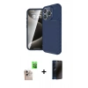 MARSİLYAN™- iPhone 16 Pro Max Kılıf Eksen Form Prime - Siyah 3D Antistatik Hayalet Cam Ekran Koruyucu + Raze Metal Kamera Lens - NLGY