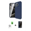MARSİLYAN™- iPhone 16 Pro Max Kılıf Eksen Form Prime - Siyah 3D Antistatik Hayalet Cam Ekran Koruyucu + Raze Metal Kamera Lens - BZ