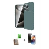 MARSİLYAN™- iPhone 16 Pro Max Kılıf Eksen Form Prime - Siyah 3D Antistatik Mat Seramik Nano Ekran Koruyucu + Raze Metal Kamera Lens - CLTM