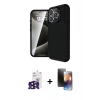 MARSİLYAN™- iPhone 16 Pro Max Kılıf Eksen Form Prime - Siyah 3D Antistatik Mat Seramik Nano Ekran Koruyucu + Bilvis Titan Kamera Lens - SH
