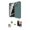 MARSİLYAN™- iPhone 16 Pro Max Kılıf Eksen Form Prime - Siyah 3D Antistatik Mat Seramik Nano Ekran Koruyucu + Raze Metal Kamera Lens - NLGY