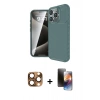 MARSİLYAN™- iPhone 16 Pro Max Kılıf Eksen Form Prime - Siyah 3D Antistatik Mat Seramik Nano Ekran Koruyucu + Çöl Titanyum Pers Alüminyum Kamera Lens