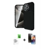 MARSİLYAN™- iPhone 16 Pro Max Kılıf Eksen Form Prime - Siyah 3D Antistatik Mat Seramik Nano Ekran Koruyucu + Raze Metal Kamera Lens - BZ