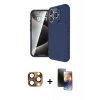 MARSİLYAN™- iPhone 16 Pro Max Kılıf Eksen Form Prime - Siyah 3D Antistatik Mat Seramik Nano Ekran Koruyucu + Pers Alüminyum Kamera Lens - CLTM