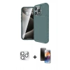 MARSİLYAN™- iPhone 16 Pro Max Kılıf Eksen Form Prime - Siyah 3D Antistatik Mat Seramik Nano Ekran Koruyucu + Pers Alüminyum Kamera Lens - GS