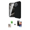 MARSİLYAN™- iPhone 16 Pro Max Kılıf Eksen Form Prime - Siyah 3D Antistatik Mat Seramik Nano Ekran Koruyucu + Raze Metal Kamera Lens - NLGY