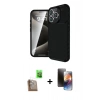 MARSİLYAN™- iPhone 16 Pro Max Kılıf Eksen Form Prime - Siyah 3D Antistatik Mat Seramik Nano Ekran Koruyucu + Raze Metal Kamera Lens - CLTM