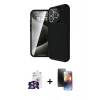 MARSİLYAN™- iPhone 16 Pro Max Kılıf Eksen Form Prime - Siyah 3D Antistatik Mat Seramik Nano Ekran Koruyucu + Bilvis Titan Kamera Lens - GS