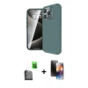 MARSİLYAN™- iPhone 16 Pro Max Kılıf Eksen Form Prime - Siyah 3D Antistatik Mat Seramik Nano Ekran Koruyucu + Raze Metal Kamera Lens - SH