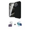 MARSİLYAN™- iPhone 16 Pro Max Kılıf Eksen Form Prime - Siyah 3D Antistatik Seramik Nano Ekran Koruyucu + Bilvis Titan Kamera Lens - GS