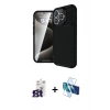 MARSİLYAN™- iPhone 16 Pro Max Kılıf Eksen Form Prime - Siyah 3D Antistatik Seramik Nano Ekran Koruyucu + Bilvis Titan Kamera Lens - TMGI