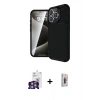 MARSİLYAN™- iPhone 16 Pro Max Kılıf Eksen Form Prime - Siyah Bilvis 3D Cam Ekran Koruyucu + Gümüş Bilvis Titan Kamera Lens