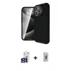 MARSİLYAN™- iPhone 16 Pro Max Kılıf Eksen Form Prime - Siyah Bilvis 3D Cam Ekran Koruyucu + Bilvis Titan Kamera Lens - TMGI