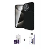MARSİLYAN™- iPhone 16 Pro Max Kılıf Eksen Form Prime - Siyah Bilvis 3X AR Hayalet Cam Ekran Koruyucu + Bilvis Titan Kamera Lens - SH