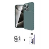 MARSİLYAN™- iPhone 16 Pro Max Kılıf Eksen Form Prime - Siyah Bilvis 3X AR Hayalet Cam Ekran Koruyucu + Pers Alüminyum Kamera Lens - GS