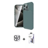MARSİLYAN™- iPhone 16 Pro Max Kılıf Eksen Form Prime - Siyah Bilvis 3X AR Hayalet Cam Ekran Koruyucu + Pers Alüminyum Kamera Lens - GI