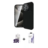 MARSİLYAN™- iPhone 16 Pro Max Kılıf Eksen Form Prime - Siyah Bilvis 3X AR HD Cam Ekran Koruyucu + Bilvis Titan Kamera Lens - GS
