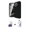 MARSİLYAN™- iPhone 16 Pro Max Kılıf Eksen Form Prime - Siyah Bilvis 3X AR HD Cam Ekran Koruyucu + Bilvis Titan Kamera Lens - SH