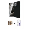 MARSİLYAN™- iPhone 16 Pro Max Kılıf Eksen Form Prime - Siyah Bilvis 3X AR HD Cam Ekran Koruyucu + Pers Alüminyum Kamera Lens - CLTM
