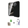 MARSİLYAN™- iPhone 16 Pro Max Kılıf Eksen Form Prime - Siyah Bilvis 3X AR HD Cam Ekran Koruyucu + Raze Metal Kamera Lens - CLTM