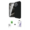 MARSİLYAN™- iPhone 16 Pro Max Kılıf Eksen Form Prime - Siyah Bilvis 3X AR HD Cam Ekran Koruyucu + Raze Metal Kamera Lens - BZ